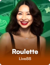 Game icon for Roulette with a smiling woman in a black dress